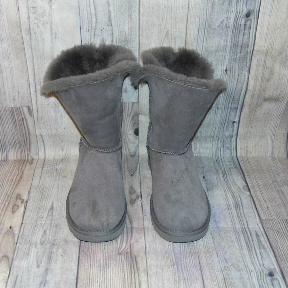 UGG Nash Buckle Grey Suede/Sheepskin Boots Womens Size 8 - Picture 4 of 9